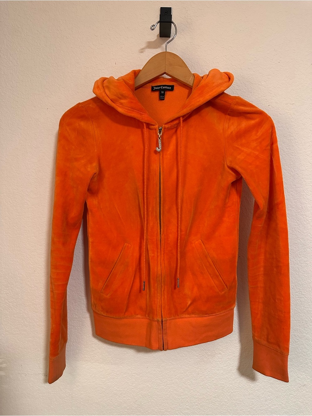Juicy Couture Orange Velour Zip Hoodie